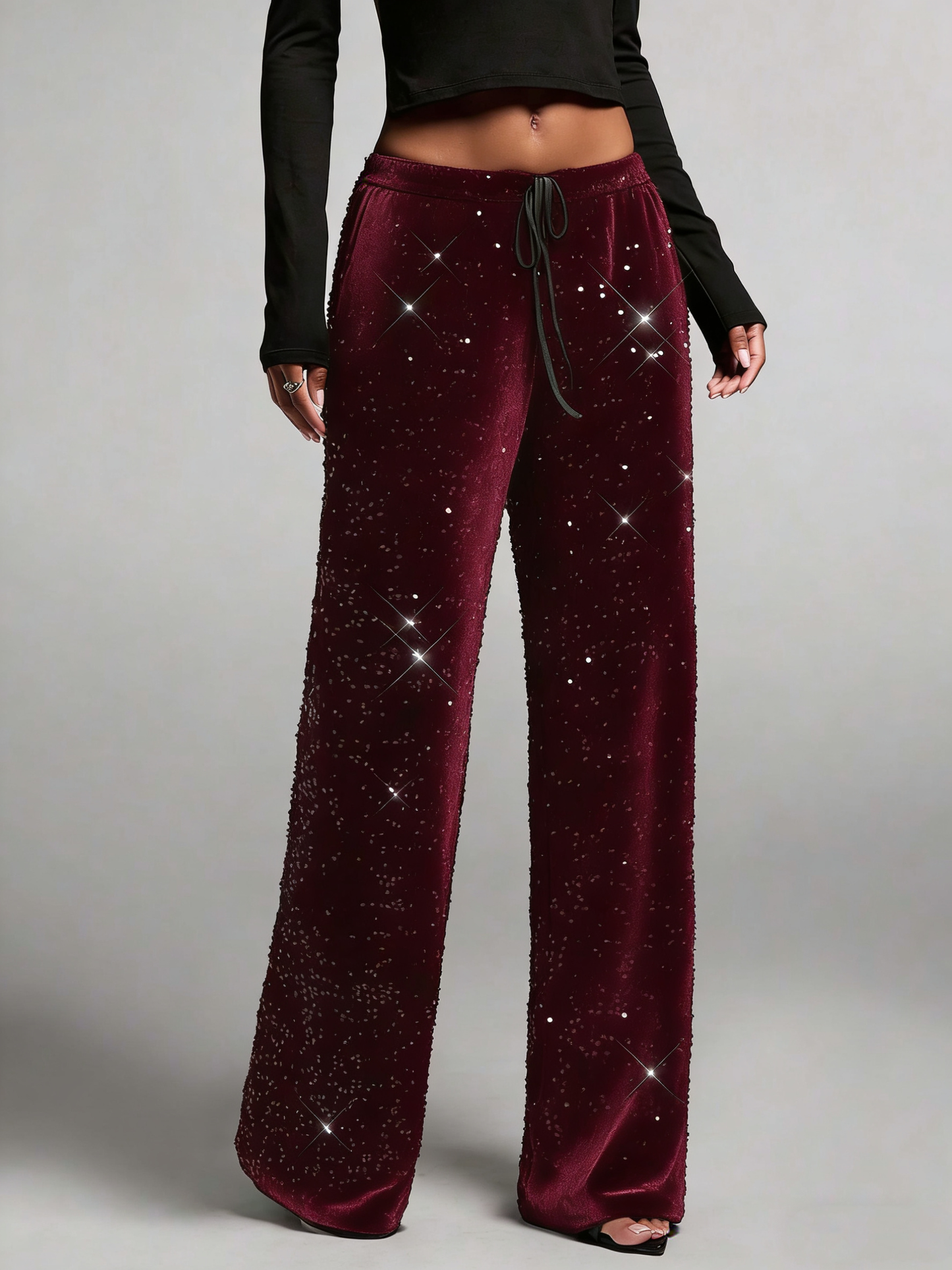 💖💃LAST DAY SALE 50% OFF👖✨Women's Sequin Sparkle Wide Leg Pants with Elastic Waistband✨