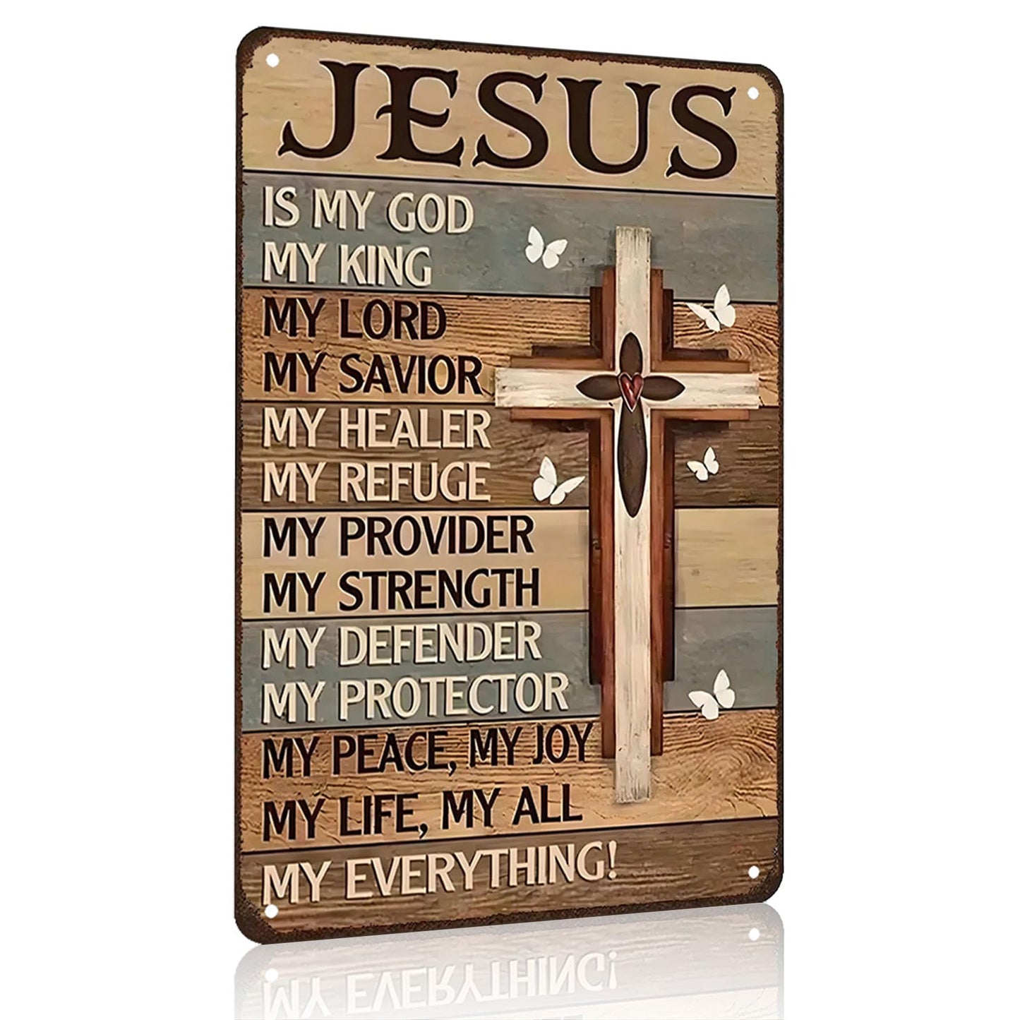 ✝️Christian Gifts for Women Men Jesus Is My God My King My Everything Vintage Tin Sign🙏