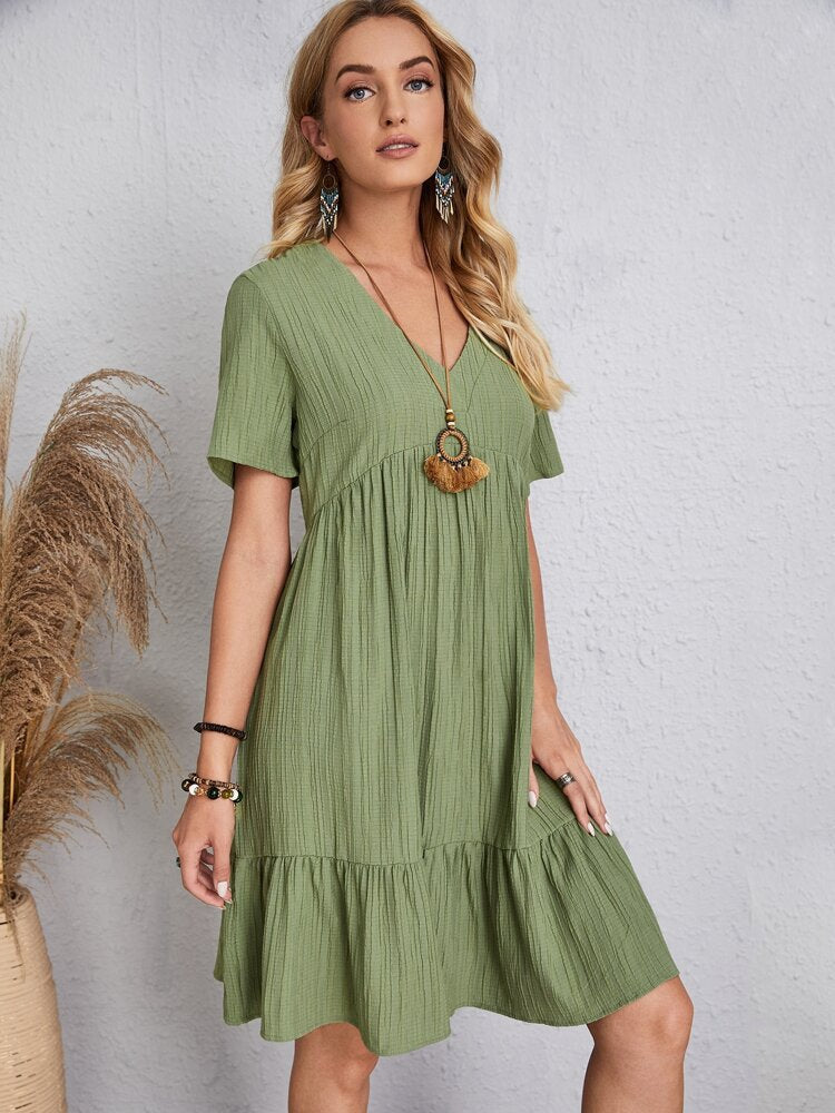 💝Hot Sale 60% Off🎁Retro V-neck Loose Casual Dress💖Buy 2 Free Shipping