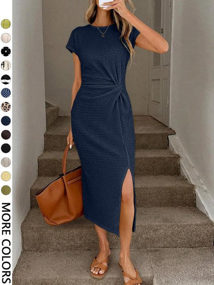 👗LIMITED-TIME 50% OFF!✨Women's Elegant Waist Twist High Slit Sleeveless Midi Dress– Waist-Cinching, Elegant, Flowing Silhouette 💃