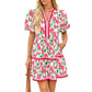 ⏰Summer Hot Sale 70% OFF💃Women's V Neck Floral Short Puff Sleeve Patchwork Casual Boho Mini Dress👍✨Soft Fabric & Comfortable Fit