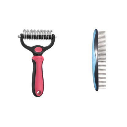 🔥Last Day 50% OFF🔥Professional Double-Sided Pet Grooming Rake ✨ Undercoat Deshedding Tool for Dogs & Cats 🐶🐱