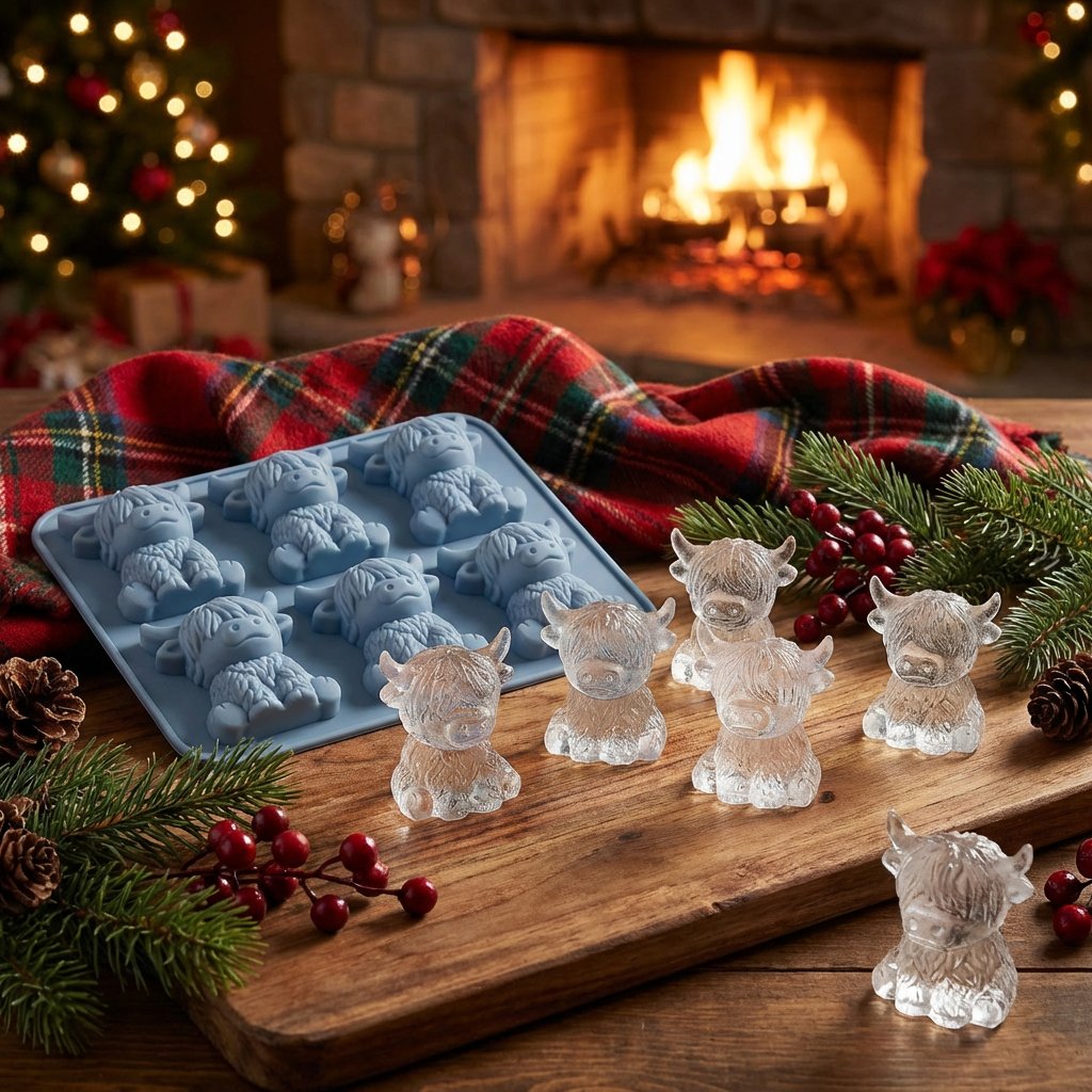 ⏳Last Day Special Price ￡6.99!!🐮 Mini Highland Cow Ice Cube Mold – Cute 3D Ice for Drinks, Parties & Gifts– UK Ready! 🇬🇧