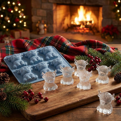 ⏳Last Day Special Price ￡6.99!!🐮 Mini Highland Cow Ice Cube Mold – Cute 3D Ice for Drinks, Parties & Gifts– UK Ready! 🇬🇧