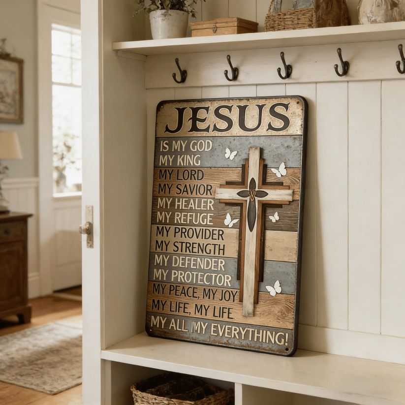 ✝️Christian Gifts for Women Men Jesus Is My God My King My Everything Vintage Tin Sign🙏