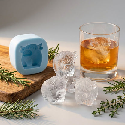 ⏳Last Day Special Price ￡6.99!!🐮 Mini Highland Cow Ice Cube Mold – Cute 3D Ice for Drinks, Parties & Gifts– UK Ready! 🇬🇧