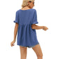 💖LAST DAY SALE 50% OFF💷👕Women's Tops Casual V Neck Ruffle Sleeve T Shirts Babydoll Loose Fit Peplum Top🌿