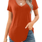 🔥Last Day 49% OFF💖Women's V-neck Short Sleeve Curved Hem Tee Top