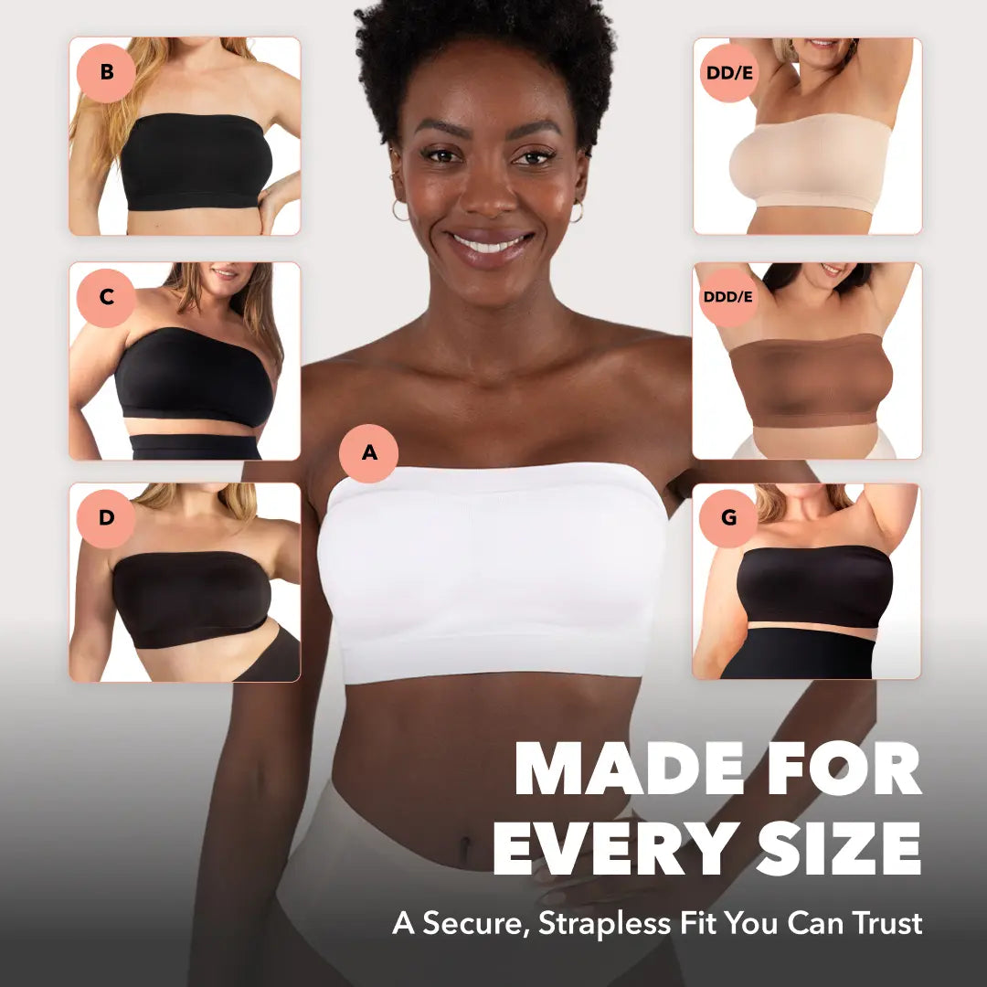 ⛱️Last Day Special Price ￡9.99!!🤩🔥Convertible Strapless Bandeau Bra with Wireless Comfort, Anti-Slip Grip & Removable Straps