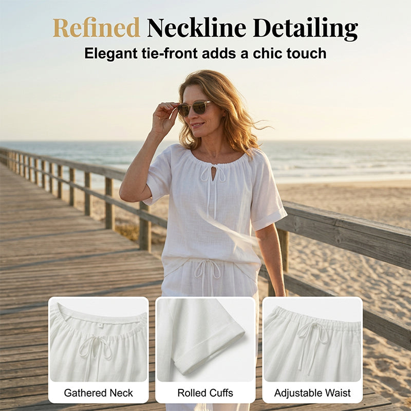 ⏳Hot Pick 70%OFF⏰Women's Drawstring Top & Pants 2-Piece Set – Relaxed Fit, Comfortable & Perfect for Lounging or Everyday Style 🌸