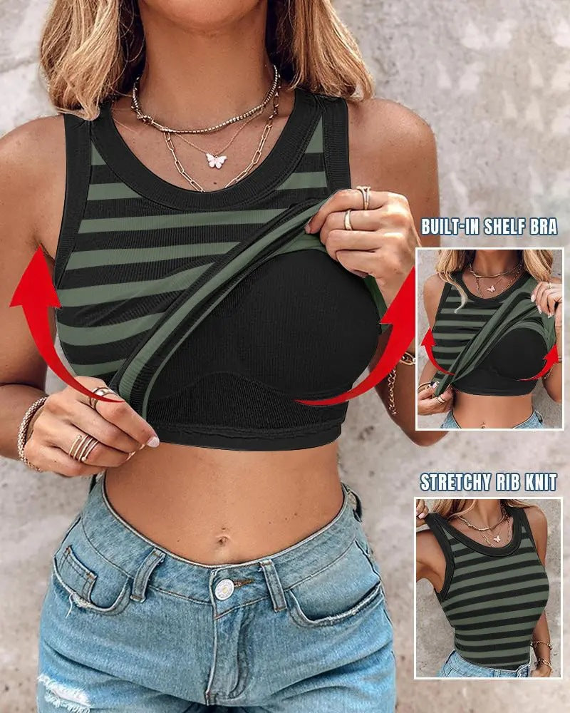 💖2026 HOT SALE 60% Off💕💖Ribbed Stretchy Tank Top with Shelf Bra