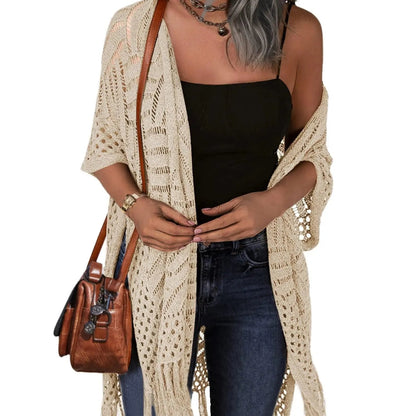 🔥 LIMITED-TIME Just £15.99!!😍Women’s Oversized Knit Cardigan – Lightweight Crochet Tassel Kimono for Spring & Summer 🌸