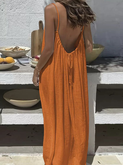 💕💖LAST DAY SALE 50% OFF!💃Women's Solid Color Backless Cami Dress