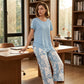 Last Chance:￡17.99✨Women's 2-Piece  Set ✨ Asymmetrical Top& Wide Leg Pants, Skin-friendly Fabric
