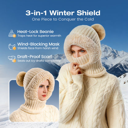 🎁Hot Sale 60% OFF🔥Women's Winter One-Piece Knitted Beanie Scarf Mask
