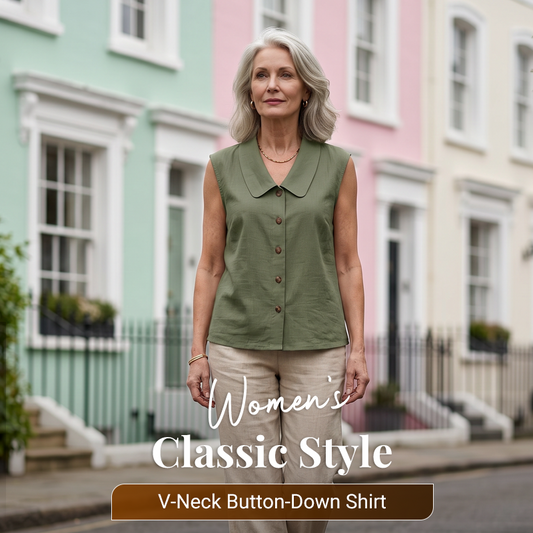☀️ Summer Chic Alert 60% OFF💥 –Women’s V-Neck Button-Down Top