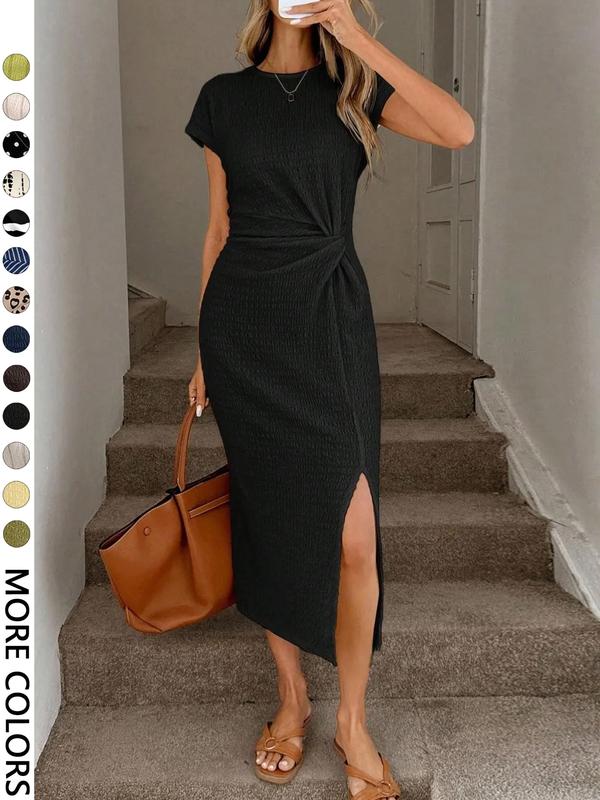 👗LIMITED-TIME 50% OFF!✨Women's Elegant Waist Twist High Slit Sleeveless Midi Dress– Waist-Cinching, Elegant, Flowing Silhouette 💃