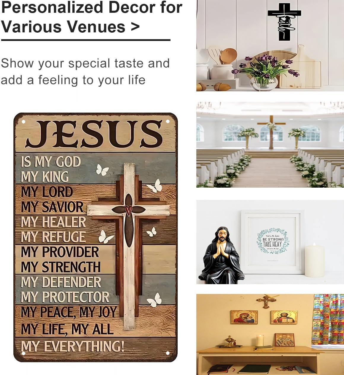 ✝️Christian Gifts for Women Men Jesus Is My God My King My Everything Vintage Tin Sign🙏