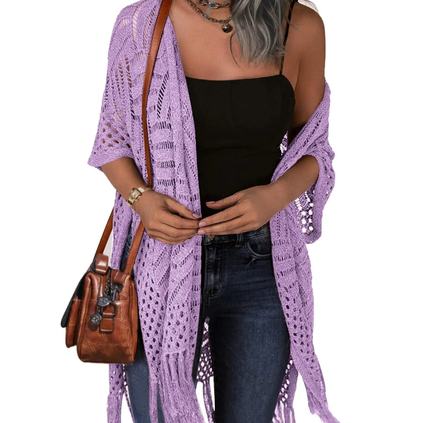 🔥 LIMITED-TIME Just £15.99!!😍Women’s Oversized Knit Cardigan – Lightweight Crochet Tassel Kimono for Spring & Summer 🌸