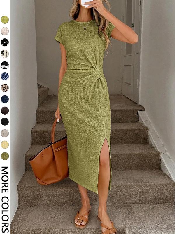 👗LIMITED-TIME 50% OFF!✨Women's Elegant Waist Twist High Slit Sleeveless Midi Dress– Waist-Cinching, Elegant, Flowing Silhouette 💃