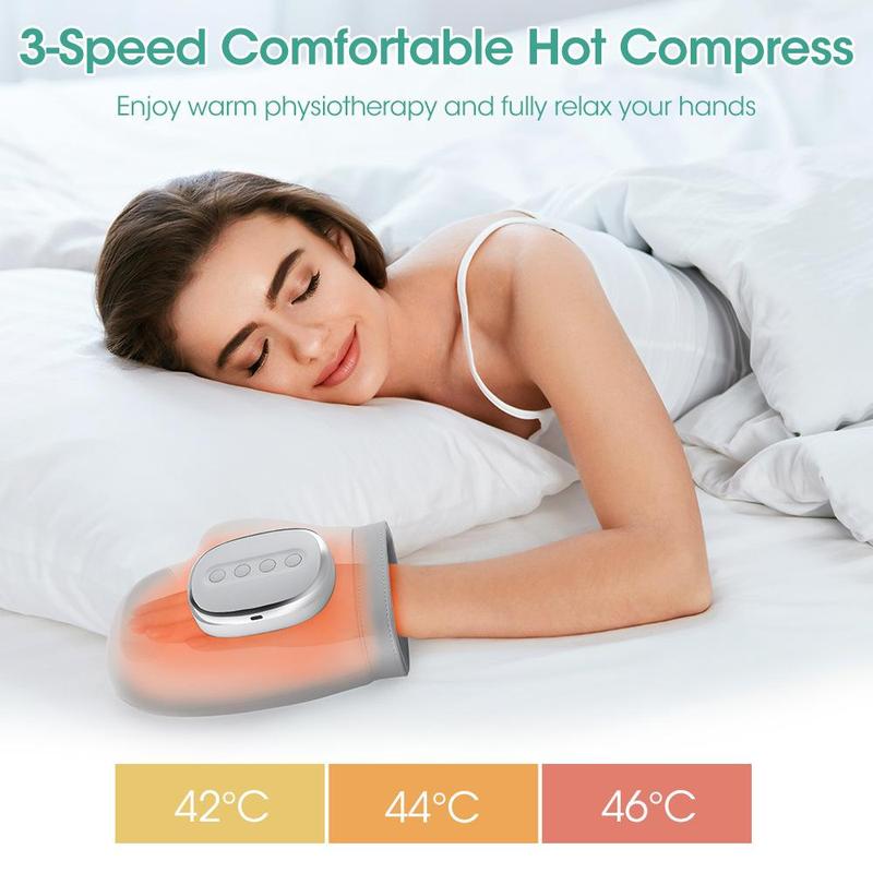 Portable Hand Massager with Heat & Compression, Wireless 3 Modes for Carpal Tunnel Relief, Perfect Gift for Hand Relaxation