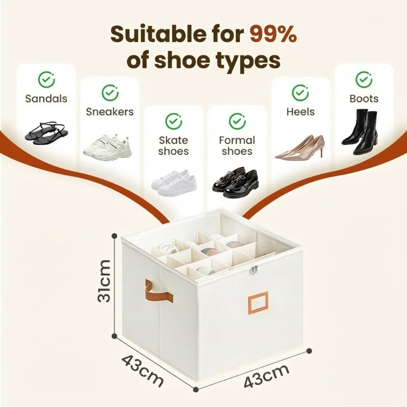 ⏰🔥LIMITED TIME 49% OFF! 👟 Fabric Shoe Organizer Storage Box – Foldable, Large Capacity, Dustproof & Breathable for Closet & Bedroom 🧺✨-UK
