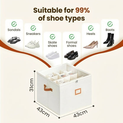 ⏰🔥LIMITED TIME 49% OFF! 👟 Fabric Shoe Organizer Storage Box – Foldable, Large Capacity, Dustproof & Breathable for Closet & Bedroom 🧺✨-UK