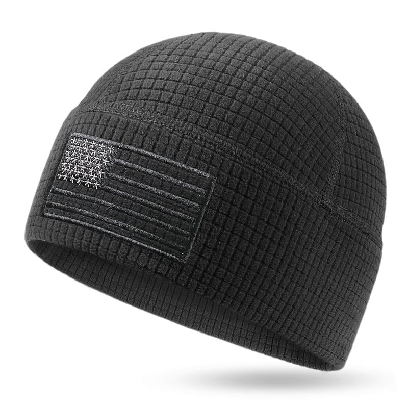 Vintage Union Jack Waffle-Knit Beanie – Distressed Aesthetic, All-Day Comfort