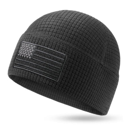 Vintage Union Jack Waffle-Knit Beanie – Distressed Aesthetic, All-Day Comfort