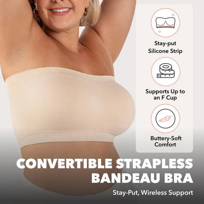 ⛱️Last Day Special Price ￡9.99!!🤩🔥Convertible Strapless Bandeau Bra with Wireless Comfort, Anti-Slip Grip & Removable Straps