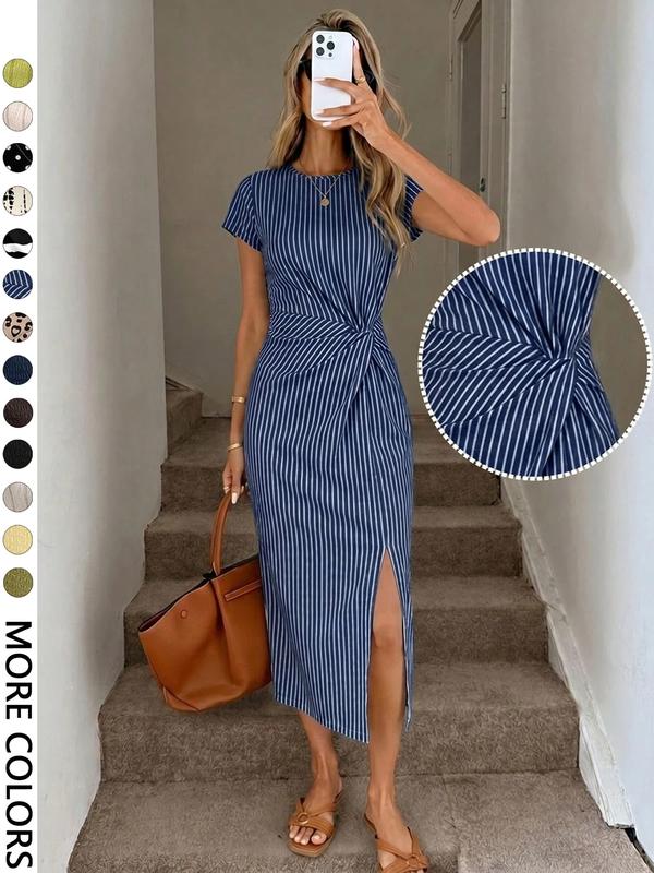 👗LIMITED-TIME 50% OFF!✨Women's Elegant Waist Twist High Slit Sleeveless Midi Dress– Waist-Cinching, Elegant, Flowing Silhouette 💃