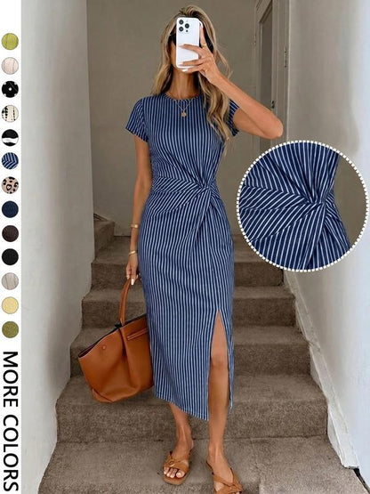 👗LIMITED-TIME 50% OFF!✨Women's Elegant Waist Twist High Slit Sleeveless Midi Dress– Waist-Cinching, Elegant, Flowing Silhouette 💃