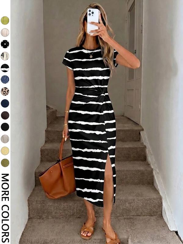 👗LIMITED-TIME 50% OFF!✨Women's Elegant Waist Twist High Slit Sleeveless Midi Dress– Waist-Cinching, Elegant, Flowing Silhouette 💃