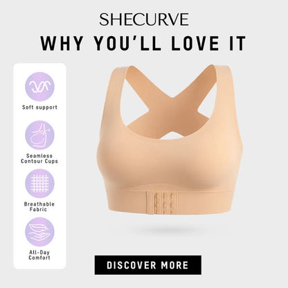 ⏳LAST DAY SALE ONLY 8.99!!👍✨Cross Back Front Closure Wireless Posture Support Bra– All-Day Comfort, Breathable & Summer-Ready 💕