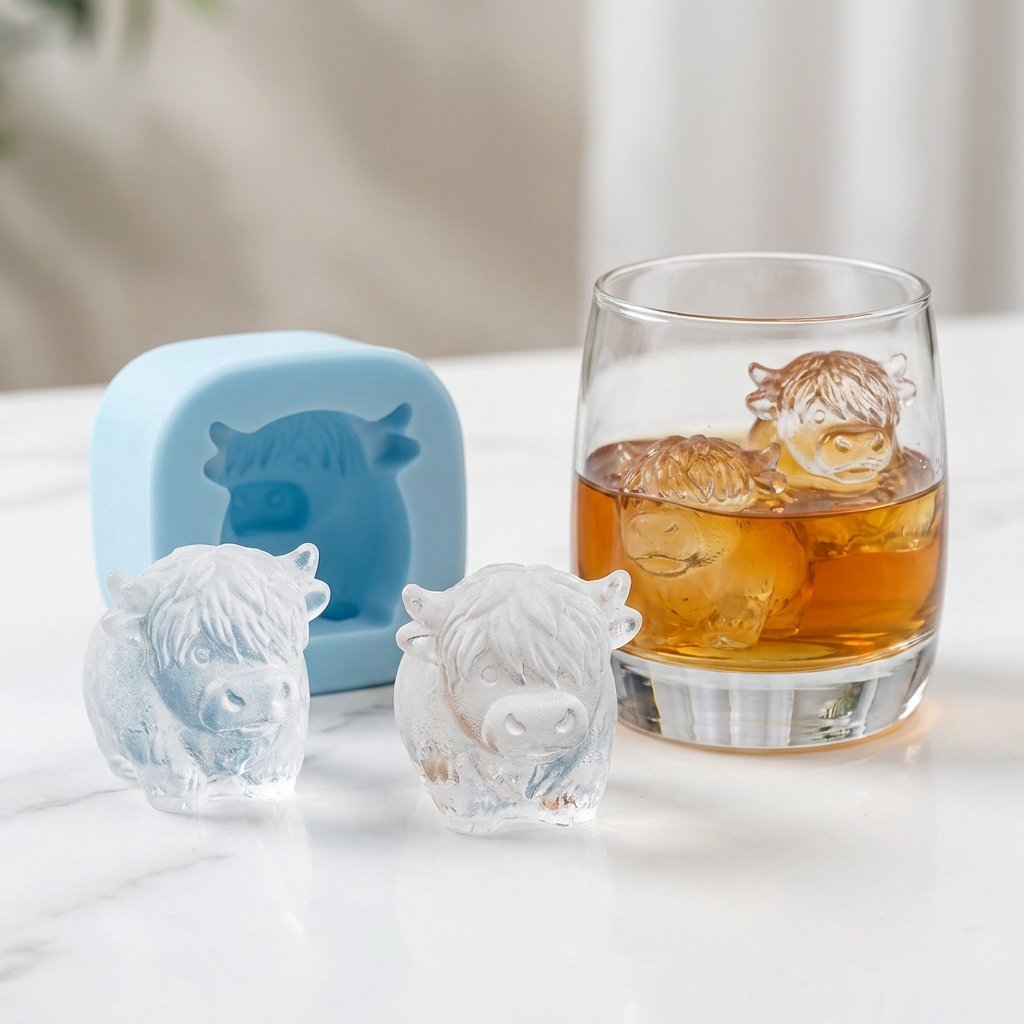 ⏳Last Day Special Price ￡6.99!!🐮 Mini Highland Cow Ice Cube Mold – Cute 3D Ice for Drinks, Parties & Gifts– UK Ready! 🇬🇧