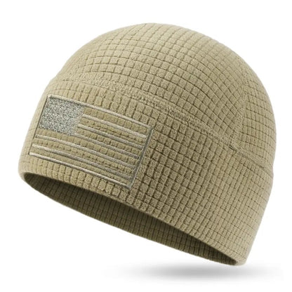 Vintage Union Jack Waffle-Knit Beanie – Distressed Aesthetic, All-Day Comfort