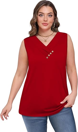 🏆Last Day Special Price ￡10.99!!💐2026 Women’s Button Down V Neck Loose Fit Tank Top