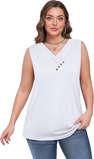 🏆Last Day Special Price ￡10.99!!💐2026 Women’s Button Down V Neck Loose Fit Tank Top