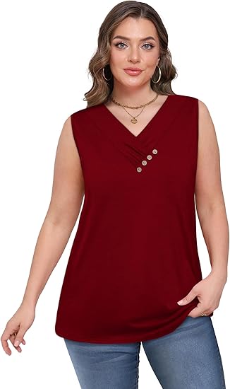 🏆Last Day Special Price ￡10.99!!💐2026 Women’s Button Down V Neck Loose Fit Tank Top