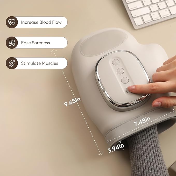 Portable Hand Massager with Heat & Compression, Wireless 3 Modes for Carpal Tunnel Relief, Perfect Gift for Hand Relaxation