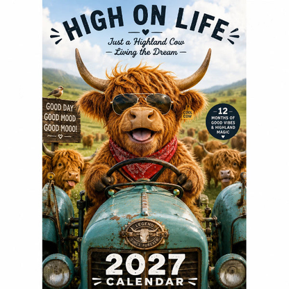 🐮2027 Funny Highland Cow Wall Calendar | A4 Hanging Calendar