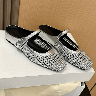 🔥 BIG CLEARANCE SALE 🔥☁️ 2026 New Arrival! Women's Square-Toe Woven Mary Jane Mules 🎀