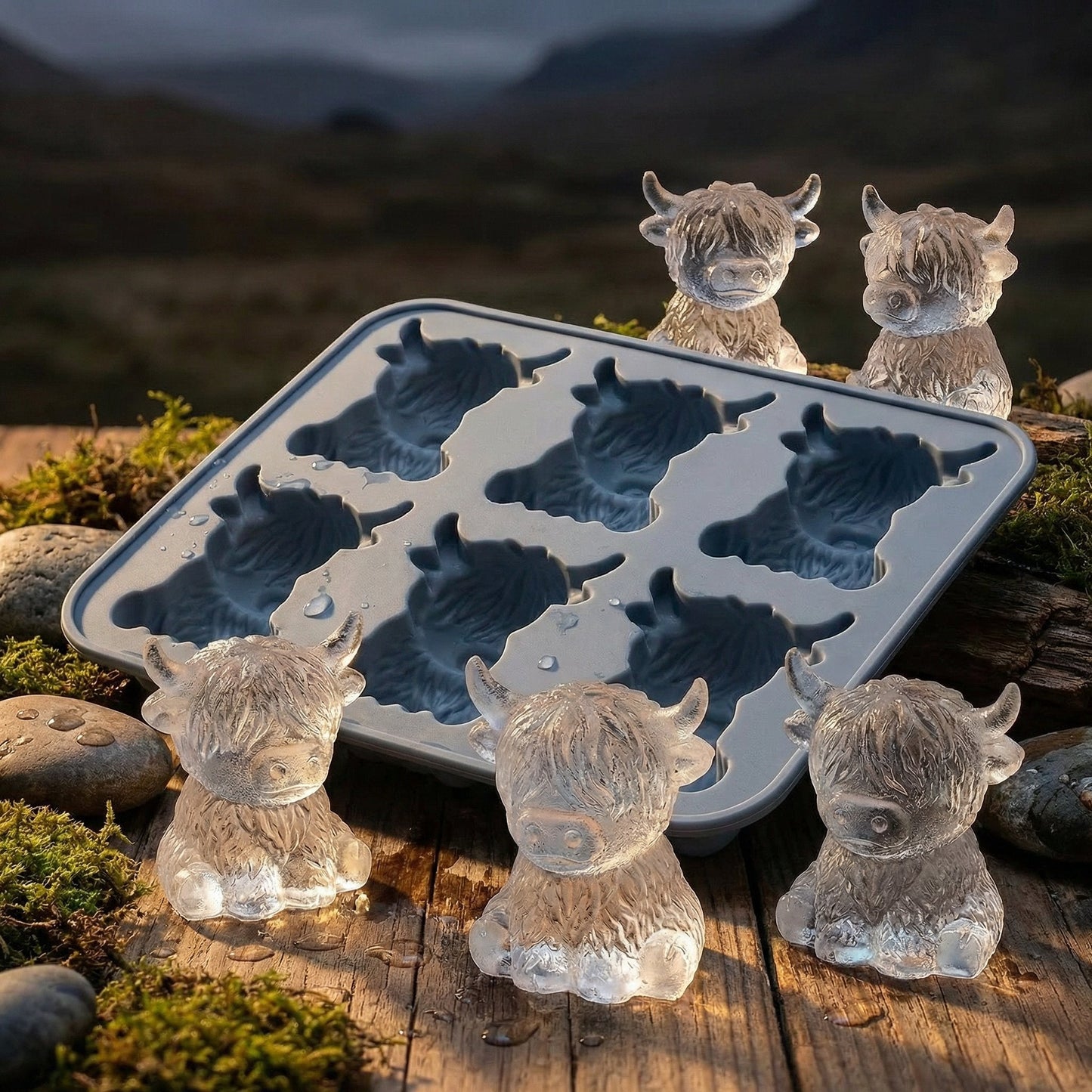 ⏳Last Day Special Price ￡6.99!!🐮 Mini Highland Cow Ice Cube Mold – Cute 3D Ice for Drinks, Parties & Gifts– UK Ready! 🇬🇧