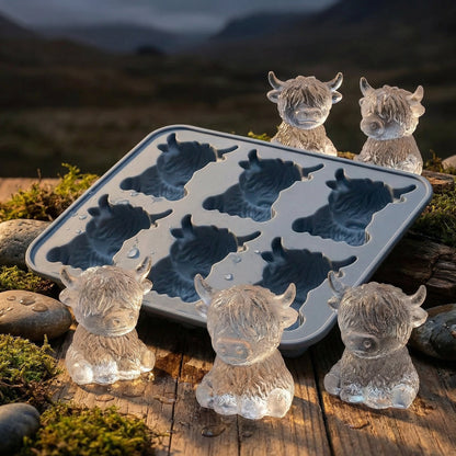 ⏳Last Day Special Price ￡6.99!!🐮 Mini Highland Cow Ice Cube Mold – Cute 3D Ice for Drinks, Parties & Gifts– UK Ready! 🇬🇧