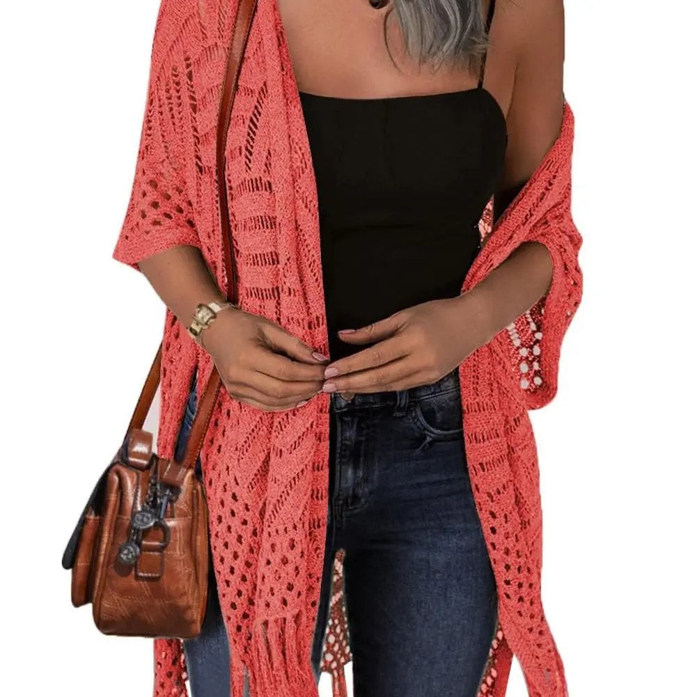 🔥 LIMITED-TIME Just £15.99!!😍Women’s Oversized Knit Cardigan – Lightweight Crochet Tassel Kimono for Spring & Summer 🌸