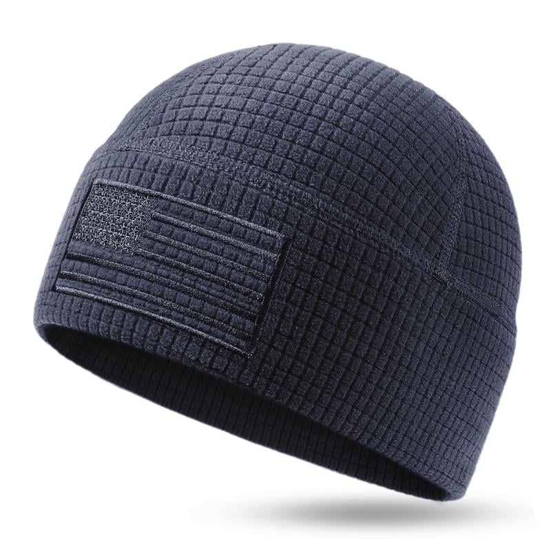 Vintage Union Jack Waffle-Knit Beanie – Distressed Aesthetic, All-Day Comfort