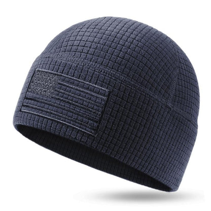 Vintage Union Jack Waffle-Knit Beanie – Distressed Aesthetic, All-Day Comfort