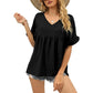 💖LAST DAY SALE 50% OFF💷👕Women's Tops Casual V Neck Ruffle Sleeve T Shirts Babydoll Loose Fit Peplum Top🌿