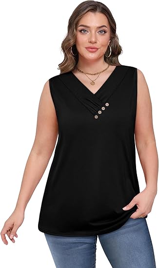 🏆Last Day Special Price ￡10.99!!💐2026 Women’s Button Down V Neck Loose Fit Tank Top