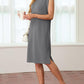 🔥2026 Summer Sale 60% OFF💥Women Round Neck Loose Split Wrinkle-Free Midi Dress with Pockets